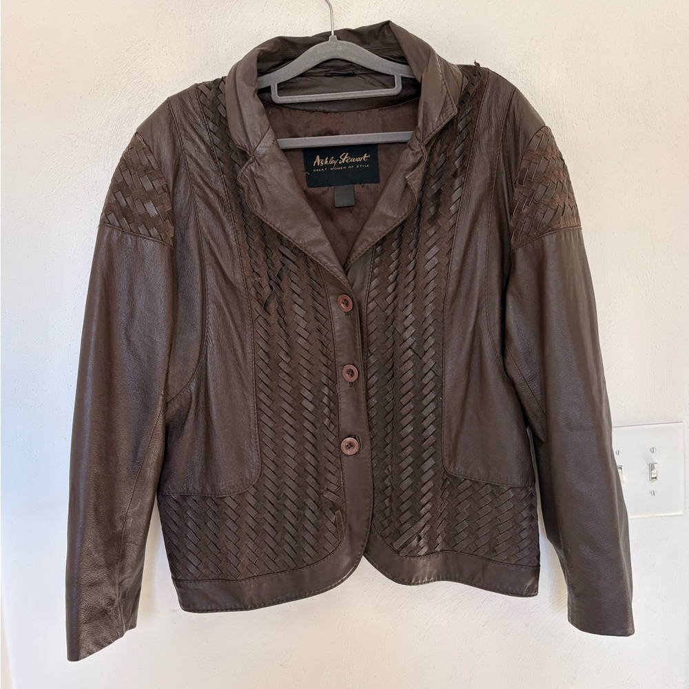 Ashley Stewart Chocolate Leather Jacket